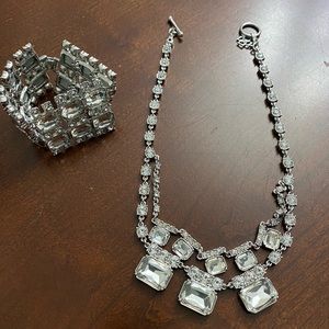 Ann Taylor statement crystal necklace and bracelet